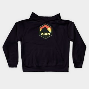 Zion National Park Southern Utah Vintage Sunset Hexagon Kids Hoodie